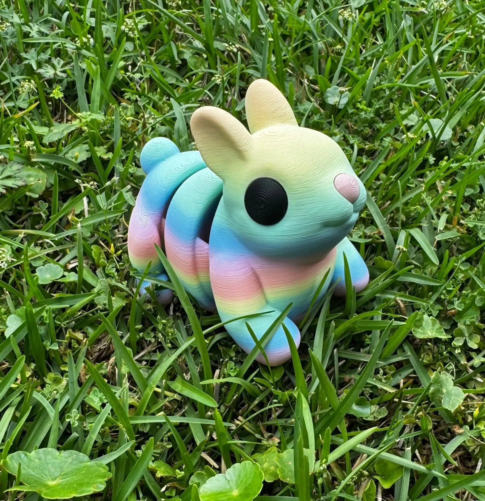 Pastel Rainbow Bunny Fidget Toy - 3D Printed Sensory Toy for Stress Relief - Mushroom Lady Co.