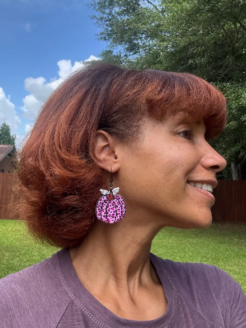 Pink Cheetah Pumpkin Earrings - Fall Halloween Fashion Jewelry - Main Street Collective