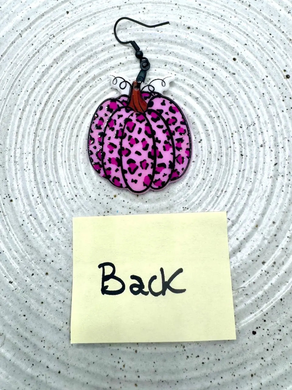 Pink Cheetah Pumpkin Earrings - Fall Fashion Halloween Jewelry - Handmade by Wispy Wasp at Main Street Collective