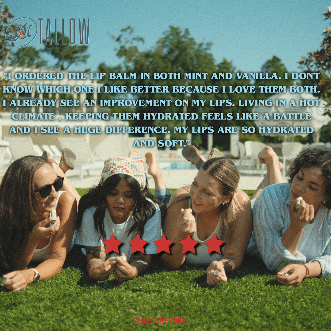 Tallow Lip Balm - CHOOSE A FLAVOR - Natural Beef Tallow Lip Moisturizer with Beeswax & Jojoba Oil