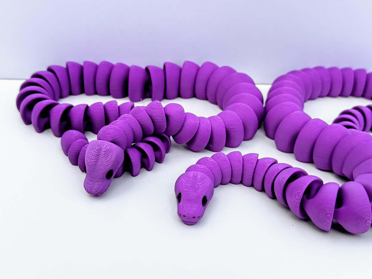 Purple Snake Fidget Toy - Flexible Articulated 3D Printed Sensory Toy Mushroom Lady Co.