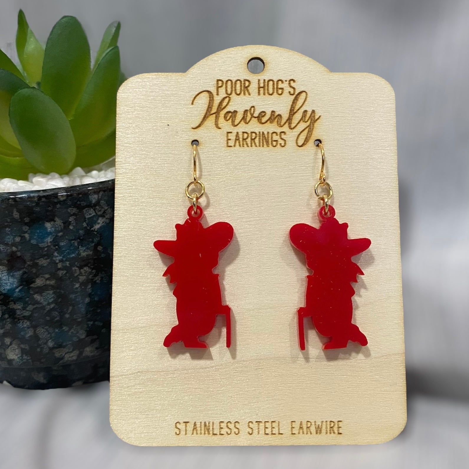 Mississippi Rebel Silhouette Acrylic Earrings in Red or Blue