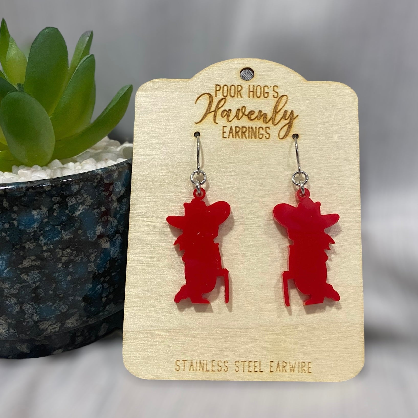 Mississippi Rebel Silhouette Acrylic Earrings in Red or Blue