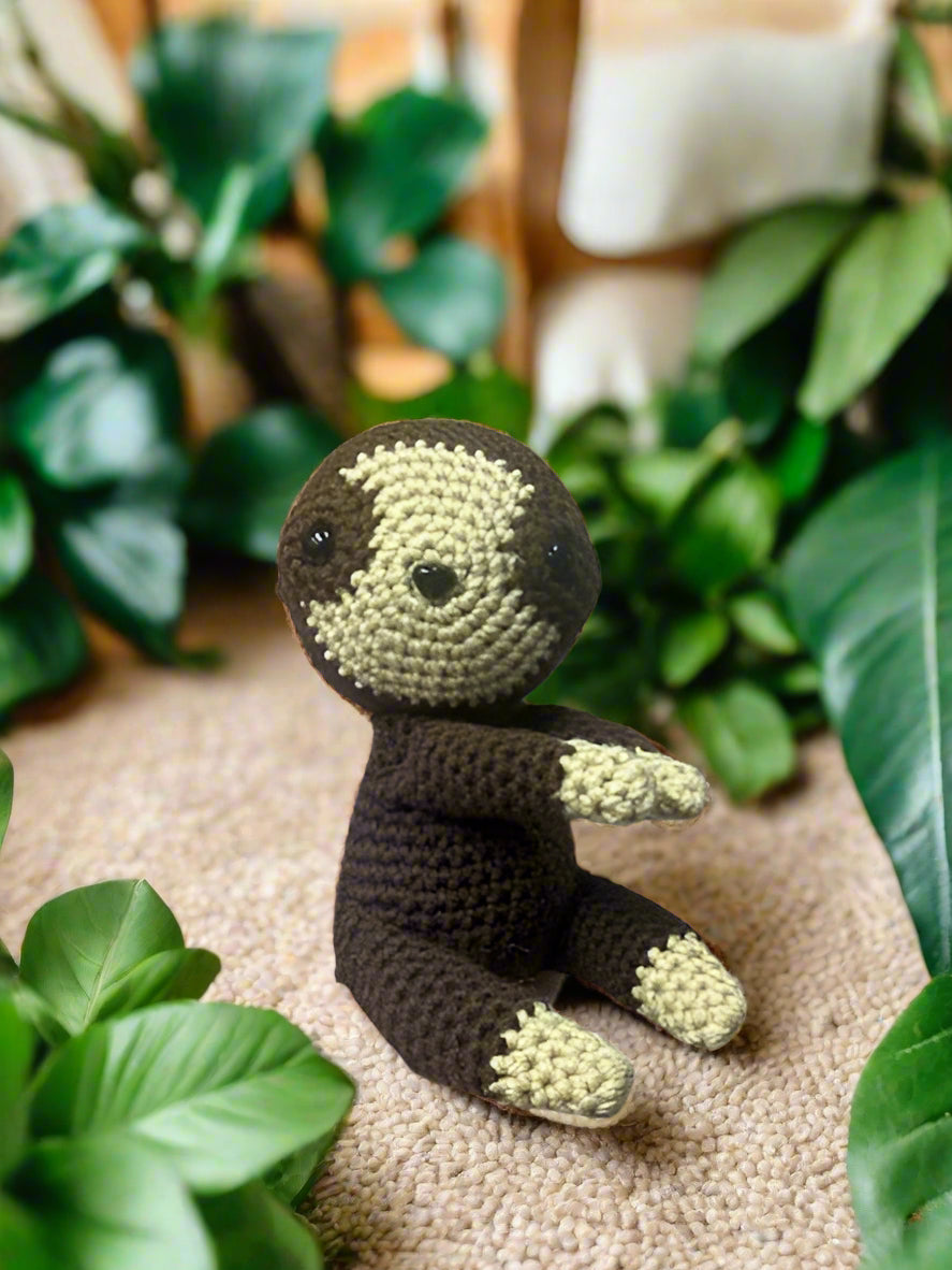 Sammy the Sloth plush - handmade crochet toy with a calm, laid-back vibe.