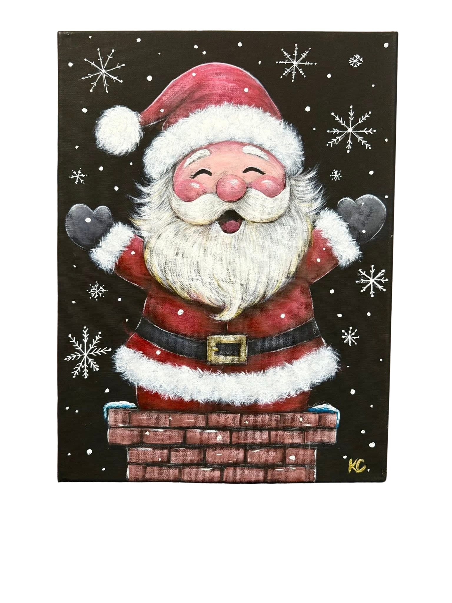 Santa Coming Out of a Chimney Painting