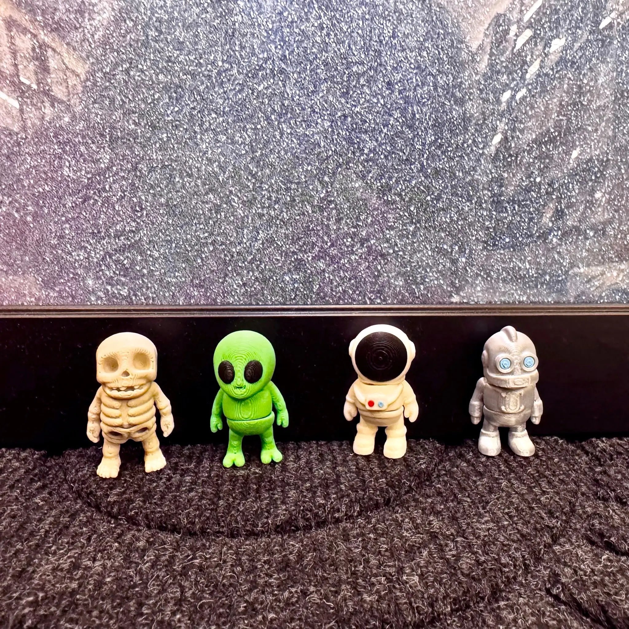 Sci-Fi Guys Mini Fidget Toys: Alien, Robot, Astronaut, Skeleton. 3D-printed characters from Main Street Collective L.L.C.