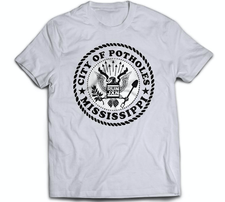 City of Potholes Jackson Mississippi T-Shirt - Run Jxn - Novelty Graphic Tee