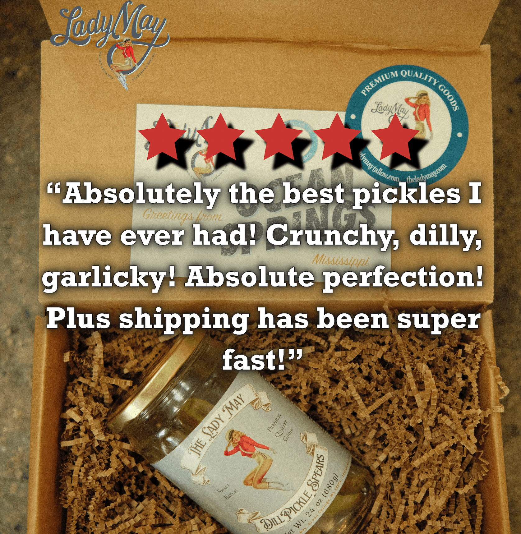The Lady May Dill Pickle Spears - Small Batch Southern Garlic Dill Pickles