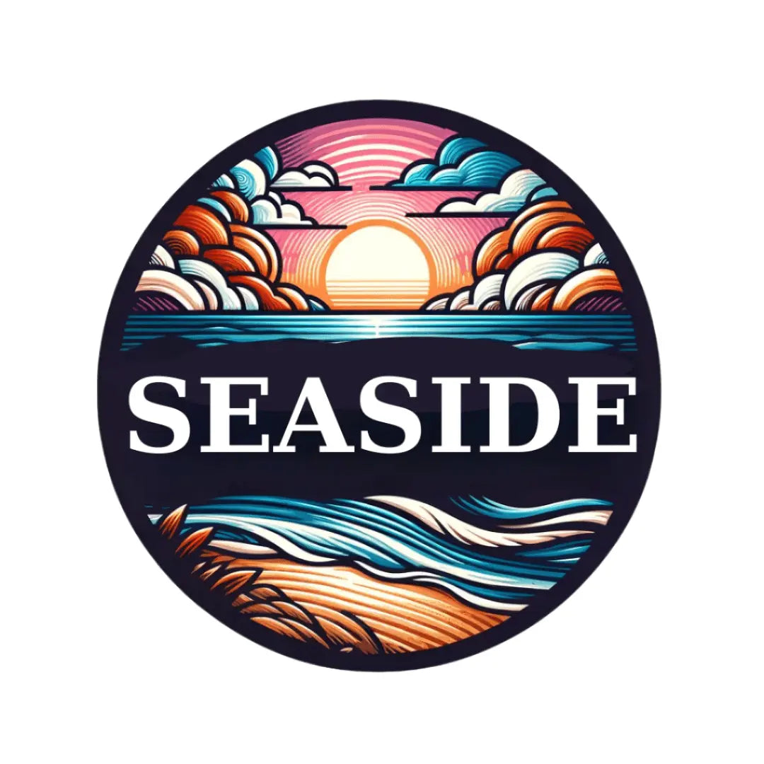 Seaside Fragrance: Coastal sunset logo. Main Street Collective L.L.C.