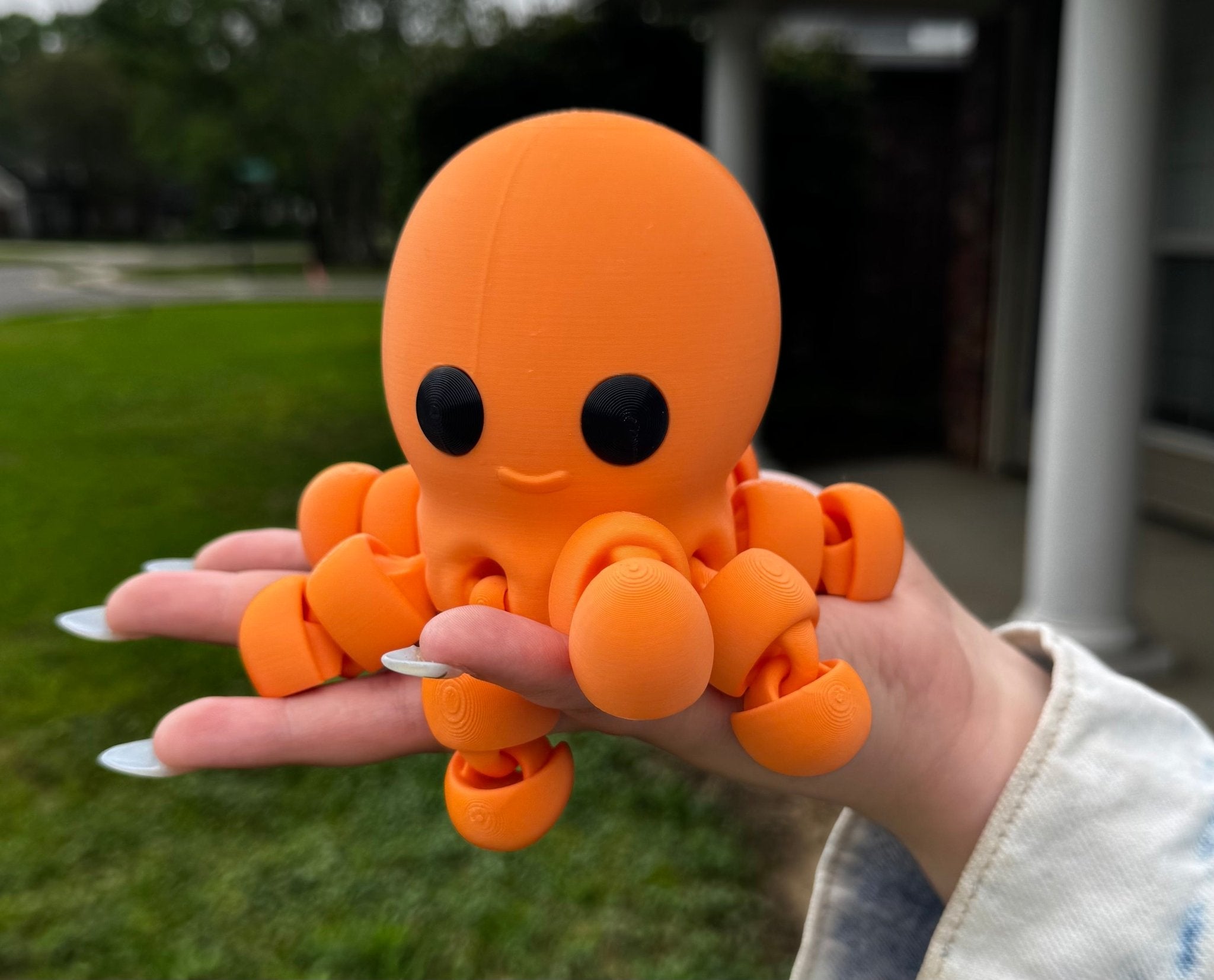 Orange Octopus Fidget Toy - 3D Printed Sensory Toy for Anxiety Relief, Made in Mississippi by Mushroom Lady Co.