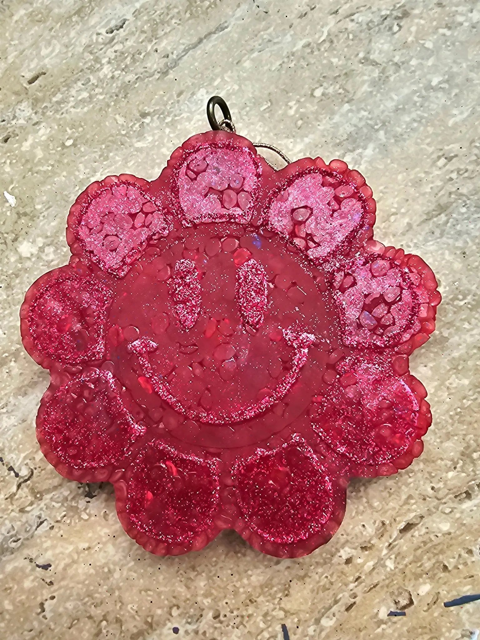 Smiley Face Daisy Car Freshie - Handmade Boho Aroma Bead Air Freshener by Main Street Collective