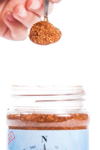 Spoonful of Smoky Sweet BBQ rub showing texture and spice blend