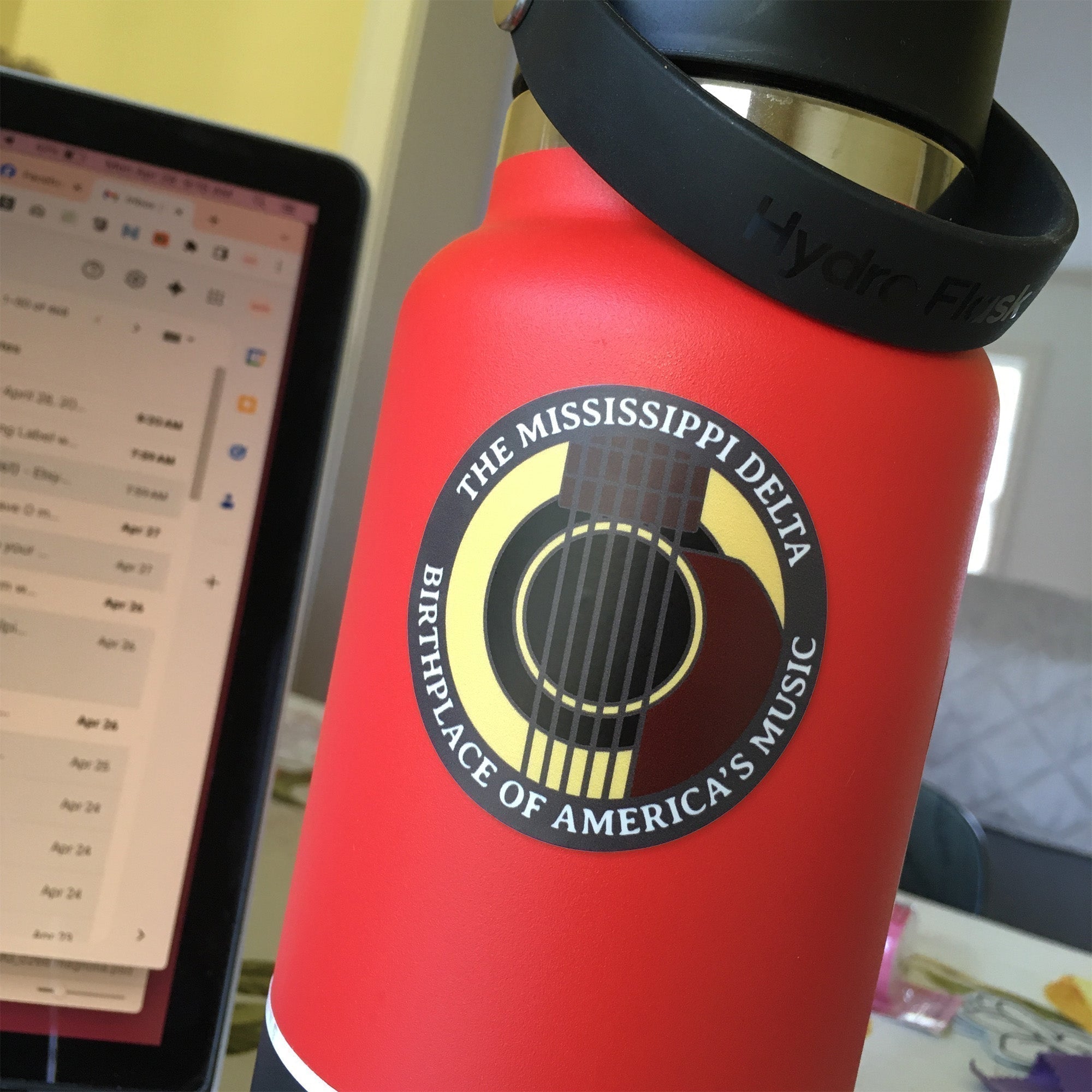 Mississippi Delta Blues Guitar Sticker: Vinyl Decal for Water Bottles & Laptops - Buy Online!