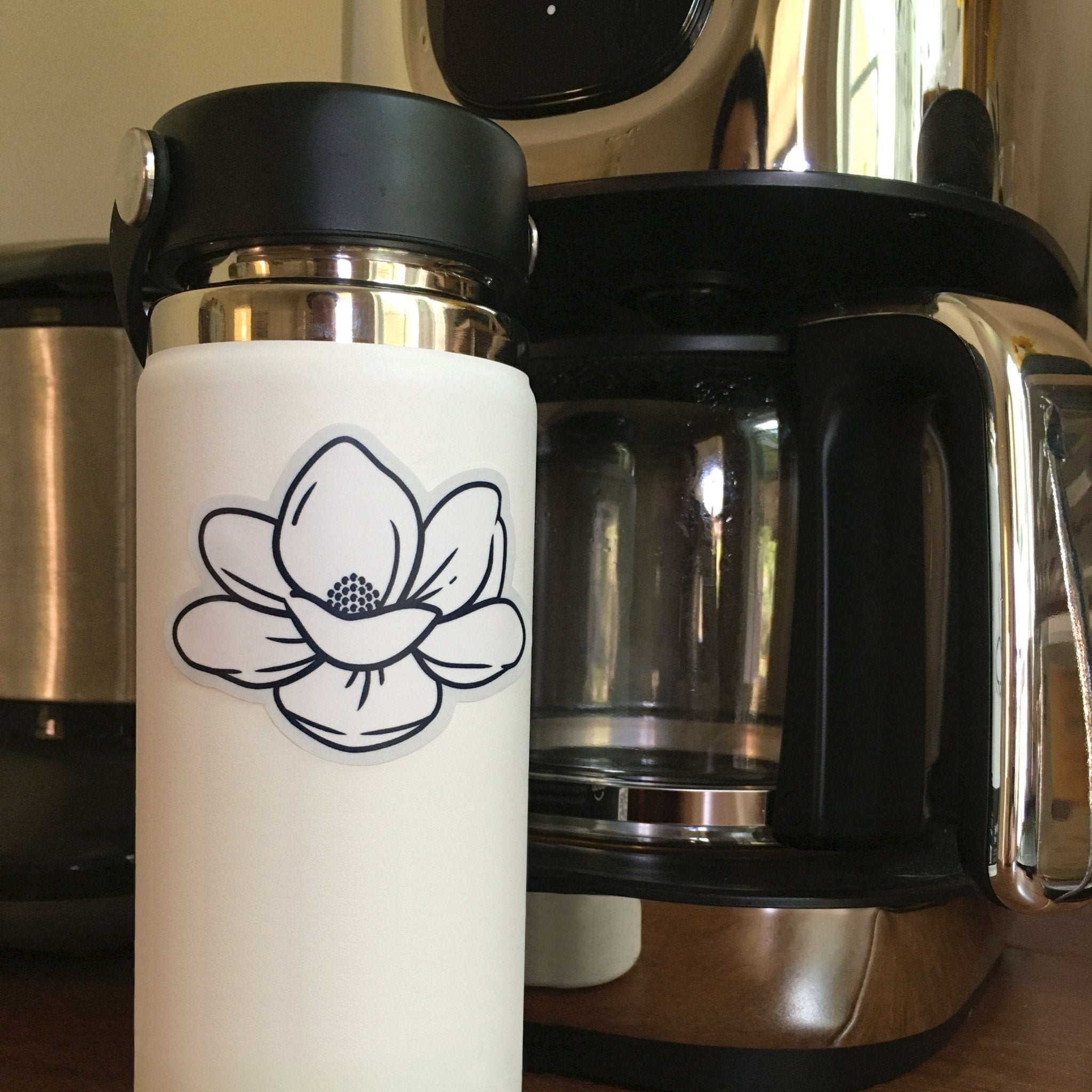 Magnolia Sticker on Water Bottle - Mississippi State Flower Vinyl Decal
