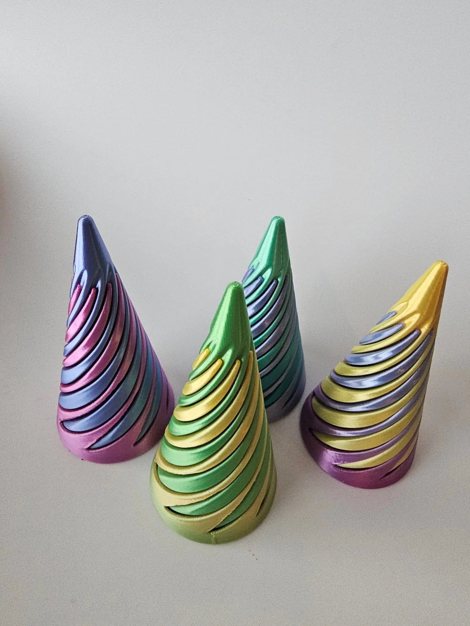 Colorful 3D Printed Fidget Toys: Swirl Cone Desk Accessories - Handmade & Unique