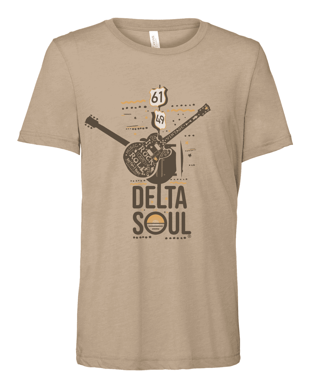 Delta Soul T-shirt: Mississippi Blues Guitar Crossroads Design - Supports Waterway Cleanup