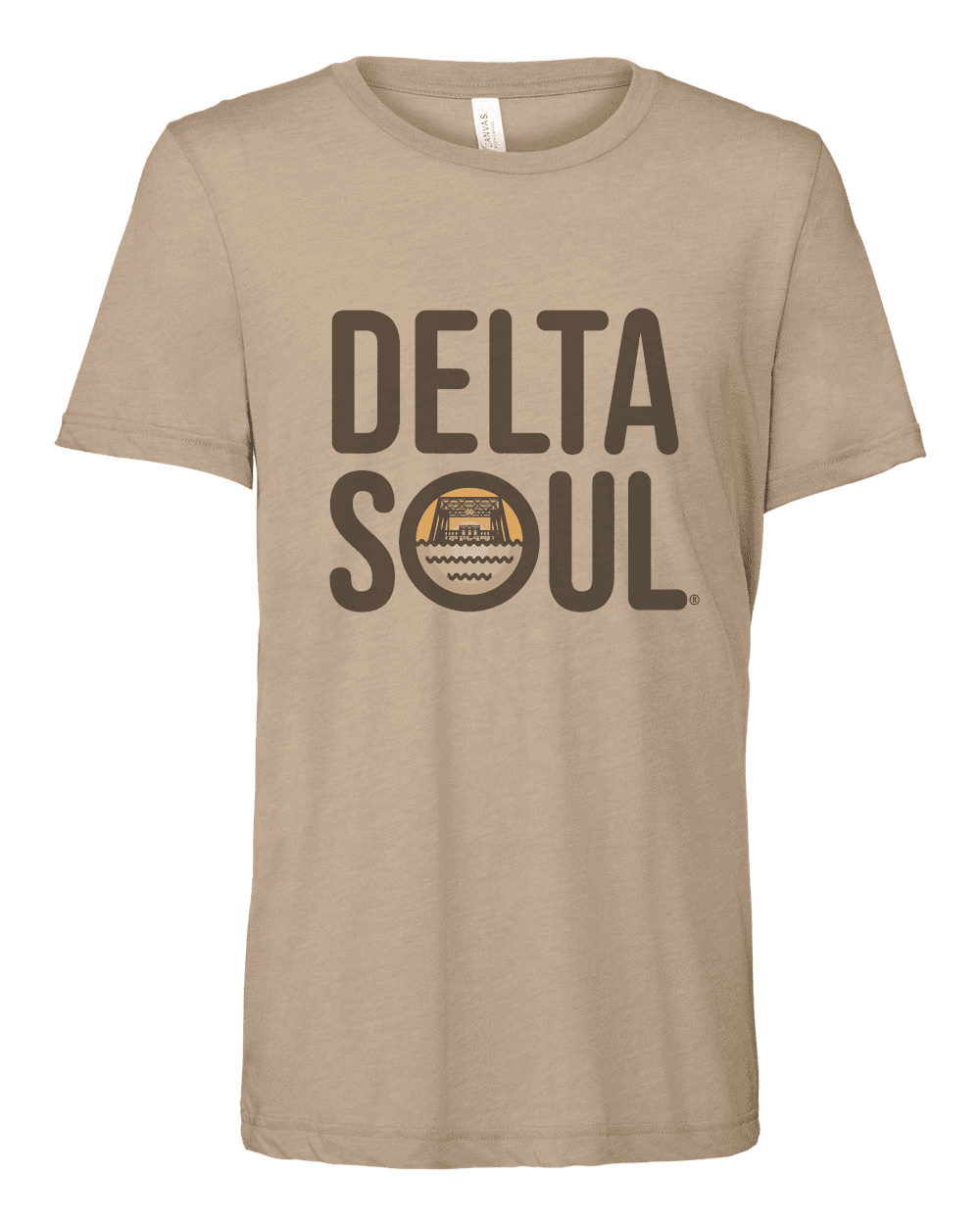 Delta Soul Keesler Bridge T-Shirt - Tan. Mississippi Historic River Design. Shop now!
