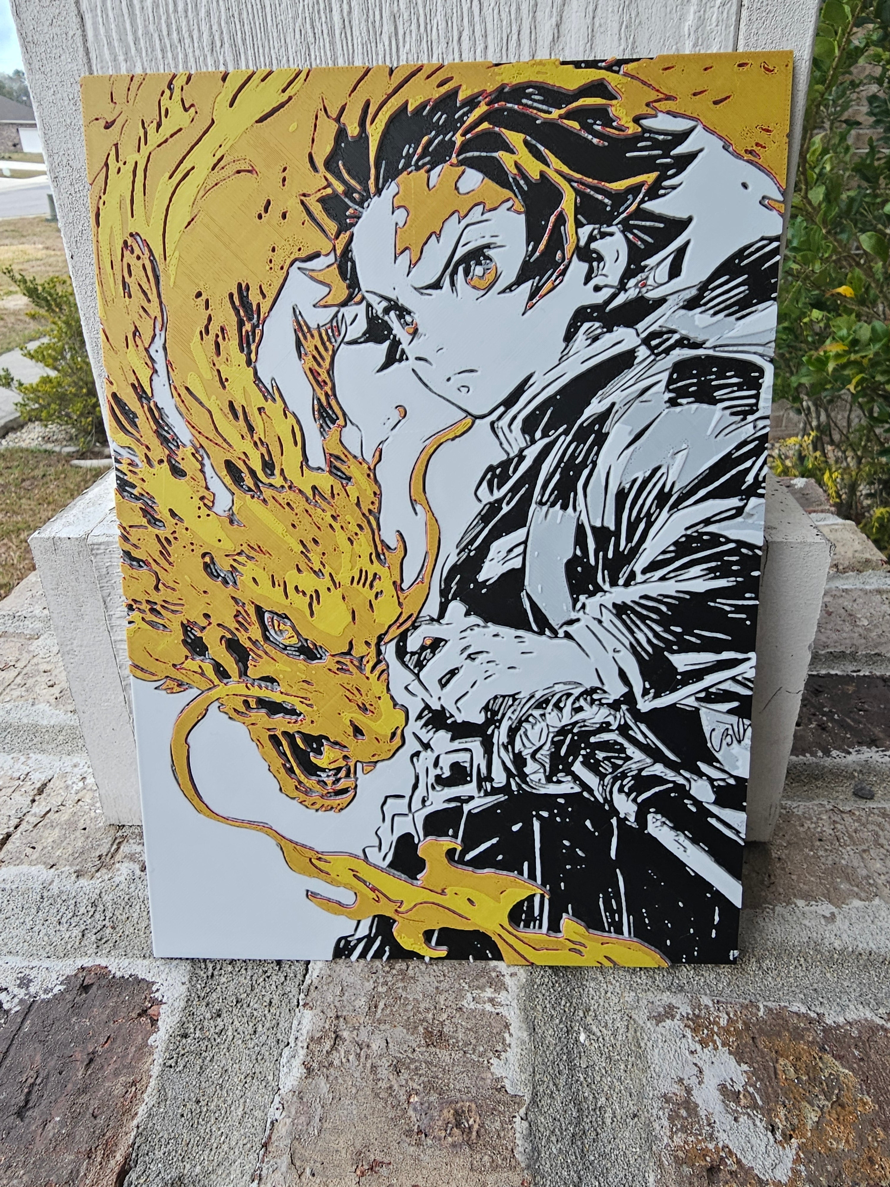 Tanjiro Hinokami Kagura Filament Painting – Demon Slayer Anime Wall ...