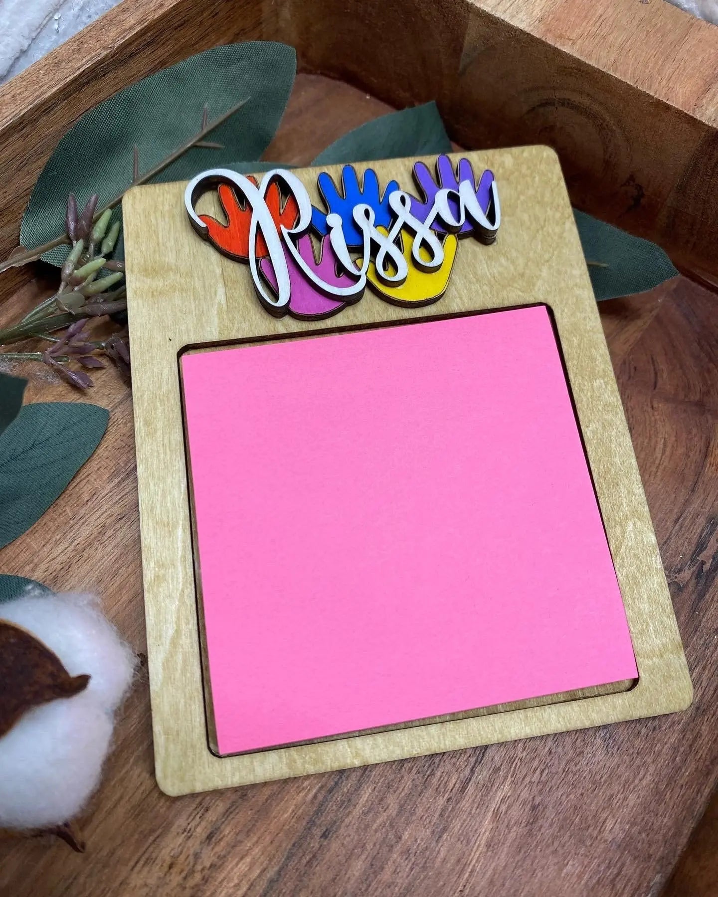 Personalized Teacher Post-it Note Holder - Cute, Hand-Painted "Rissa" Sticky Note Pad for Teacher Appreciation Gift - Main Street Collective