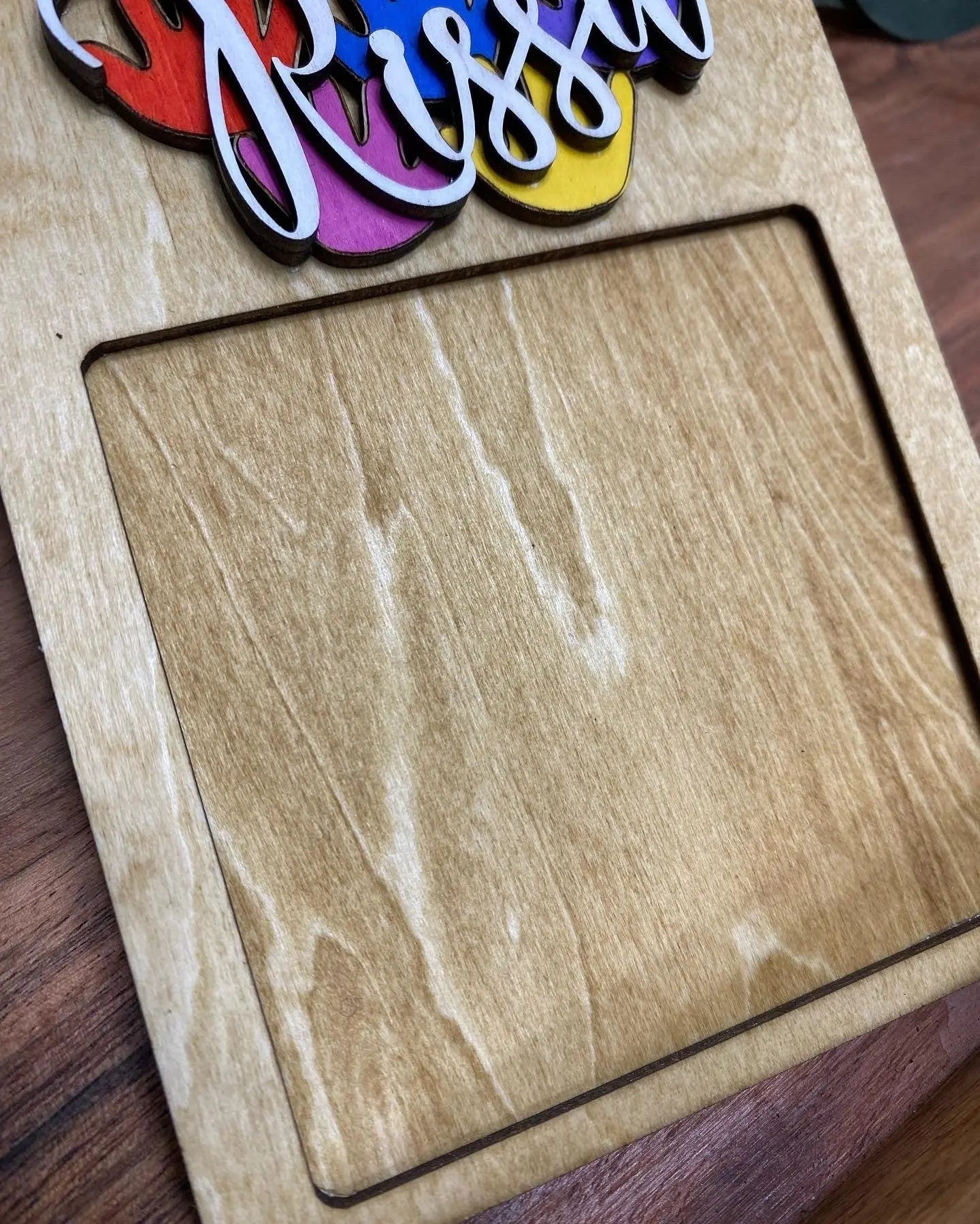 Personalized Teacher Post-It Note Holder - Handmade Wooden Appreciation Gift with Colorful Name Decor & Note Pad Frame