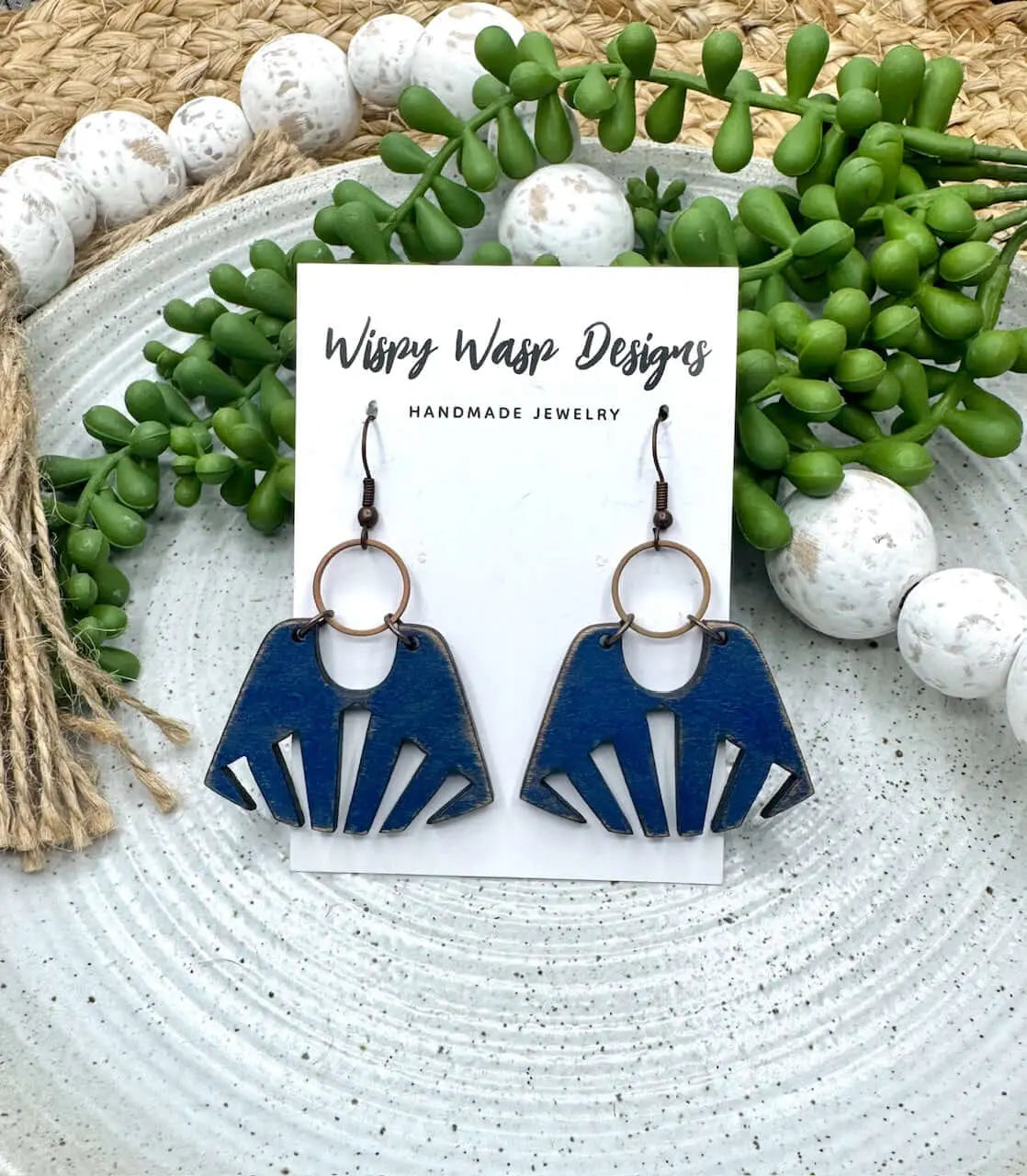 Boho Earrings: Handmade Wooden Earrings by Wispy Wasp Designs - Mississippi Handmade Jewelry
