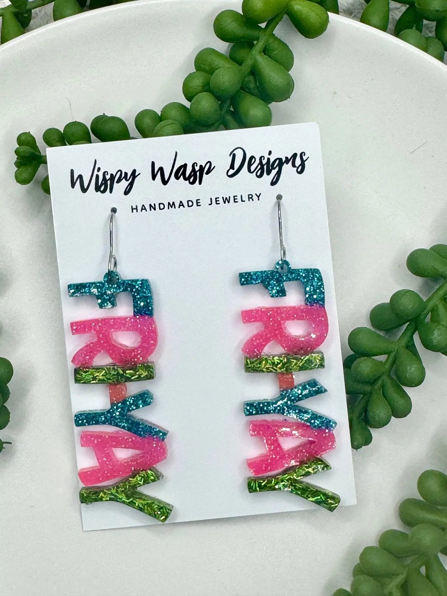 Fri-yay Earrings - Handmade Glitter Jewelry by Wispy Wasp Designs, Main Street Collective