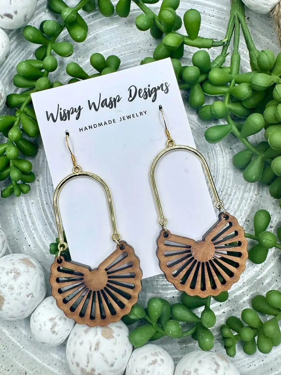 Wispy Wasp Designs Koa Earrings: Boho Wood Dangle Earrings, Handmade in Mississippi. Shop now!