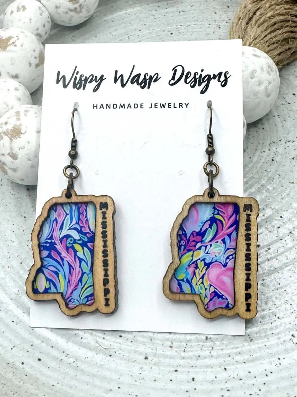 Mississippi Earrings, State Silhouette Wood Earrings, Handmade Jewelry - Main Street Collective L.L.C