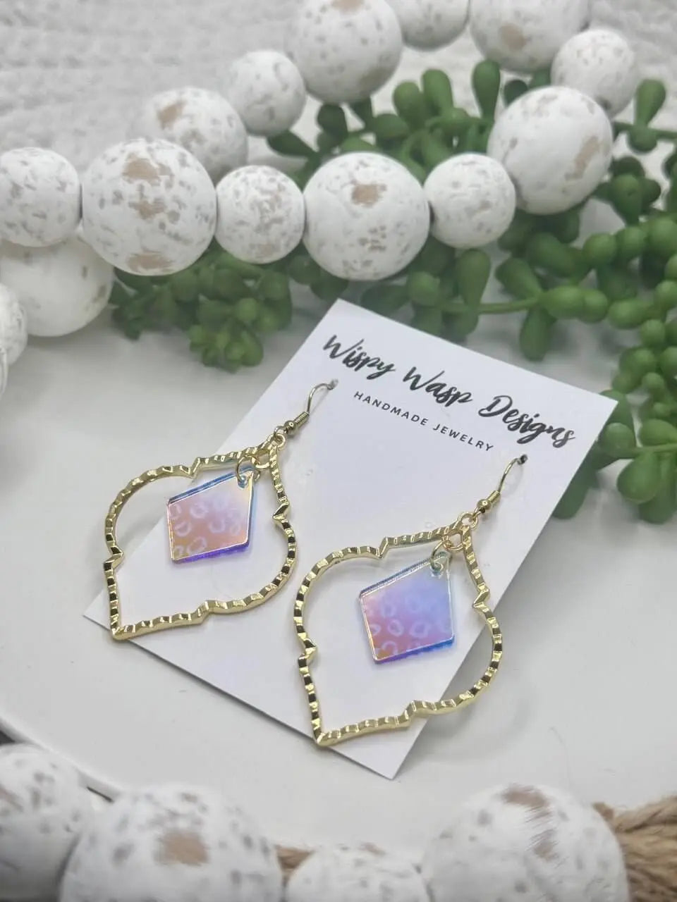 Otto Earrings: Handmade Jewelry, Gold Leopard Print Earrings by Wispy Wasp Designs.  Statement Jewelry, Unique Gift