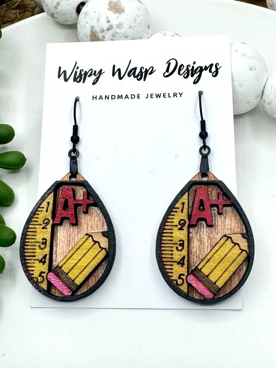 Teacher Earrings: Handmade A+ Pencil Earrings - School Earrings - Teacher Gift - Handmade Jewelry
