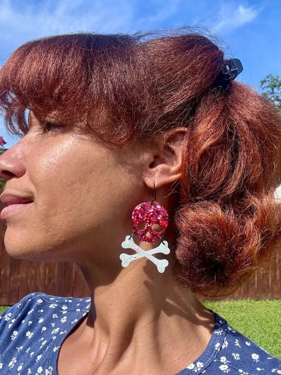 Skull and Crossbone Earrings: Handmade Halloween Jewelry by Wispy Wasp, Main Street Collective