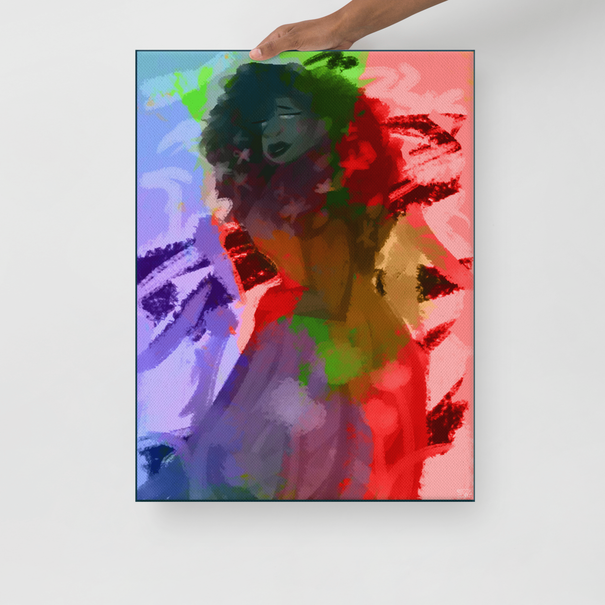THE SPRING WOMAN art print by Viola Panther, 18x24" colorful abstract painting of a woman, wall art