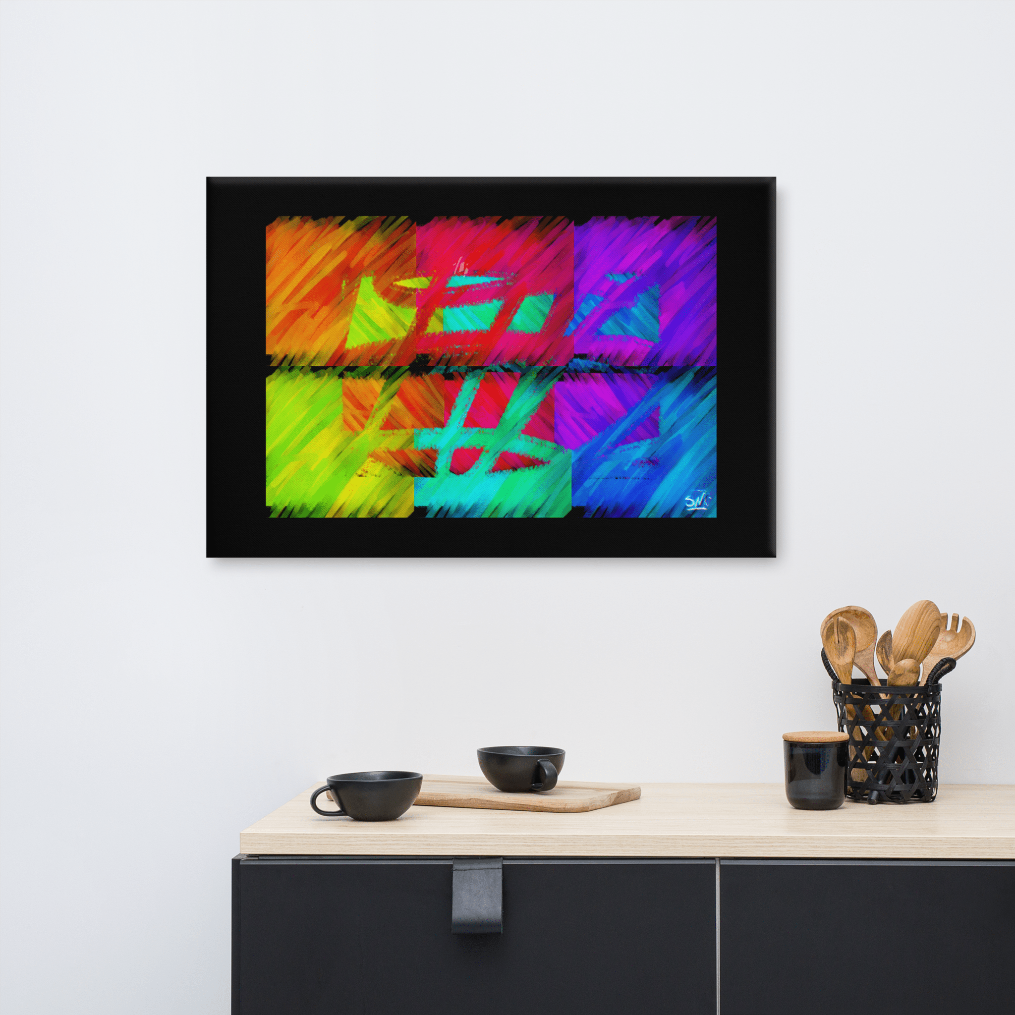 Colorful Abstract Art Canvas Print \"TRAPPED\" by Viola Panther at Main Street Collective - Modern Wall Decor