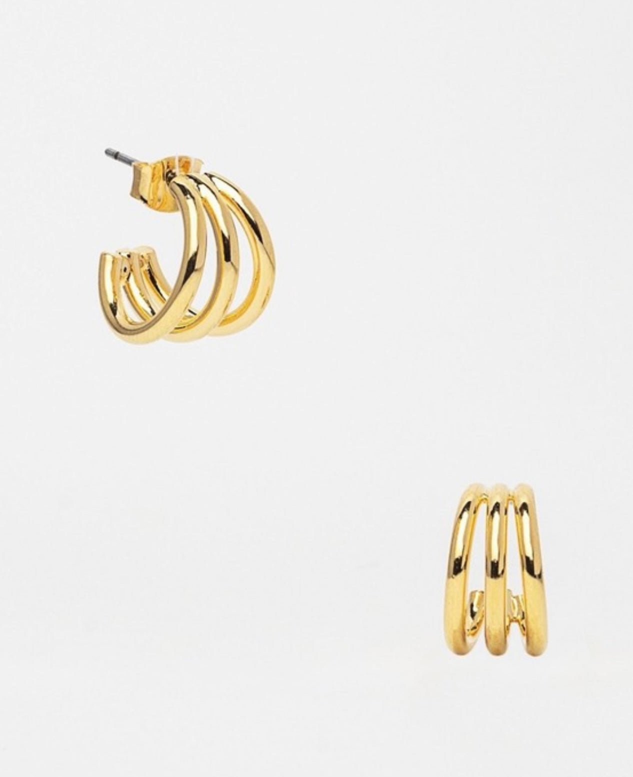 Gold Triple Hoop Earrings: Small Layered Hoops, Mini Gold Earrings