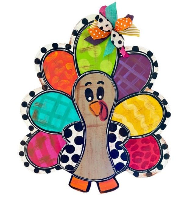 Polka Dot Turkey Door Hanger - Fall Thanksgiving Decor, DIY Painting Project