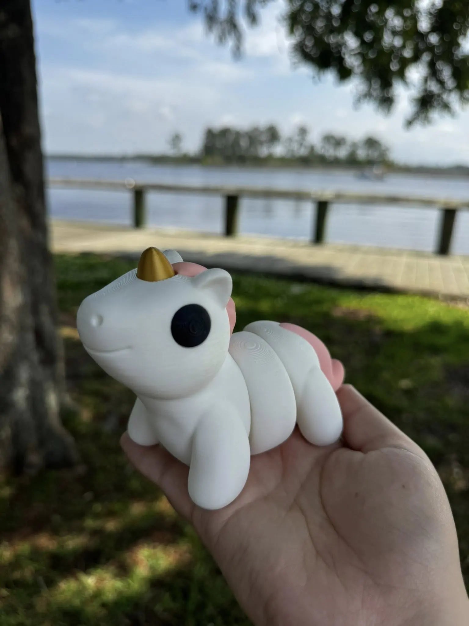 3D Printed Unicorn Fidget Toy: White & Pink, Sensory Toy for Anxiety & Focus