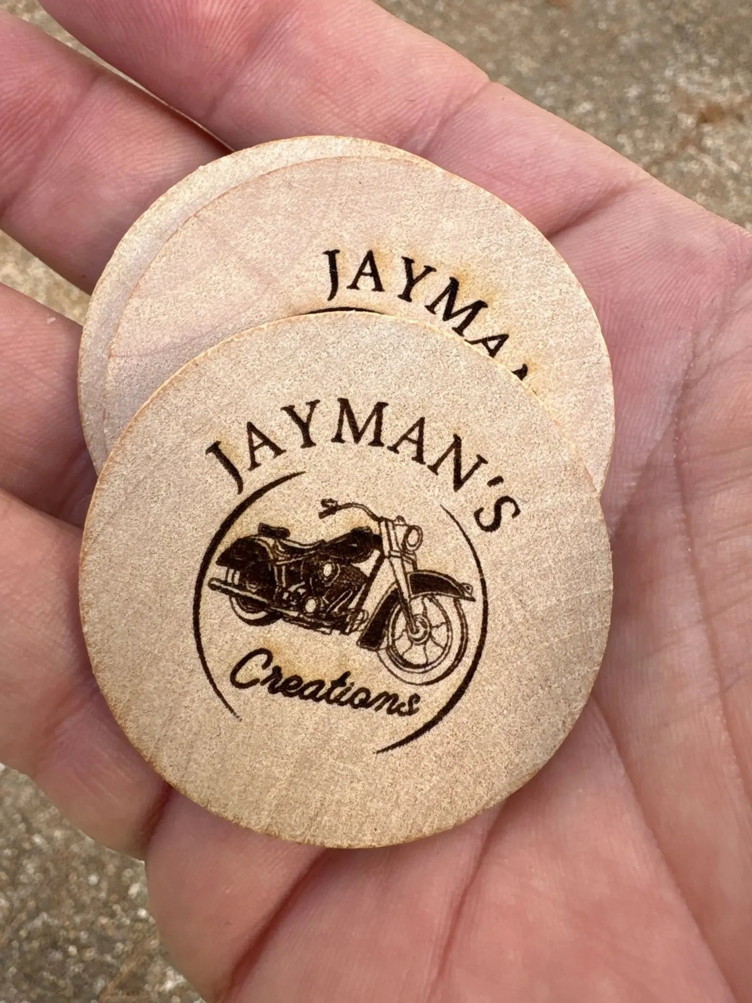 Custom Engraved Wooden Business Cards: Motorcycle Design | Unique & Eco-Friendly