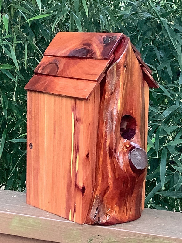 Handmade Cedar Birdhouse - Unique Grayson Unlimited Design for Backyard Birds, Natural Wood Bird House