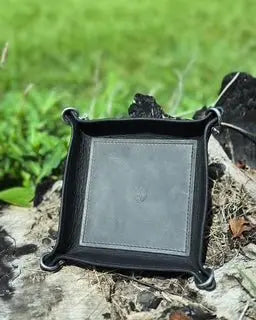 Black and Gray Leather Valet Tray Catch All Organizer | Main Street Collective