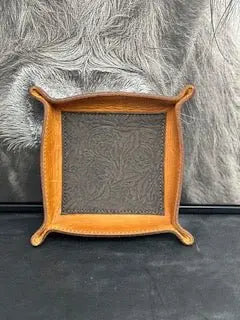 Leather Valet Tray Organizer - Brown Decorative Tray - Main Street Collective