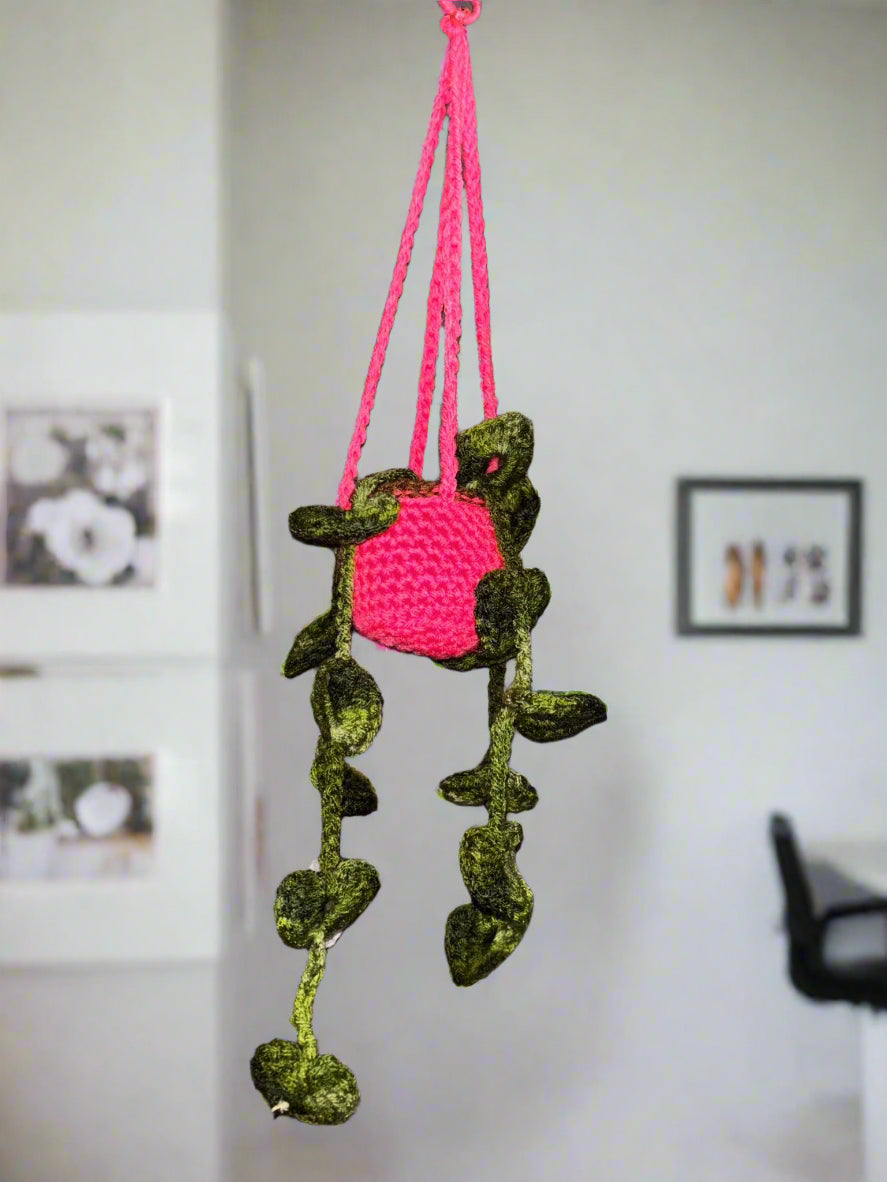 Vibrant Crocheted Succulent - Strings of Pearls Hanging Plant