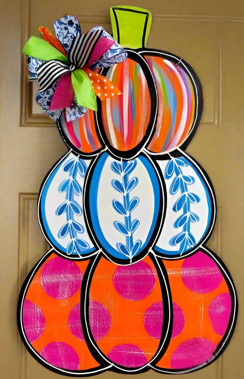 Boho Fall Pumpkin Door Hanger Workshop: Colorful DIY Craft with Decorative Bow, Biloxi Social House.