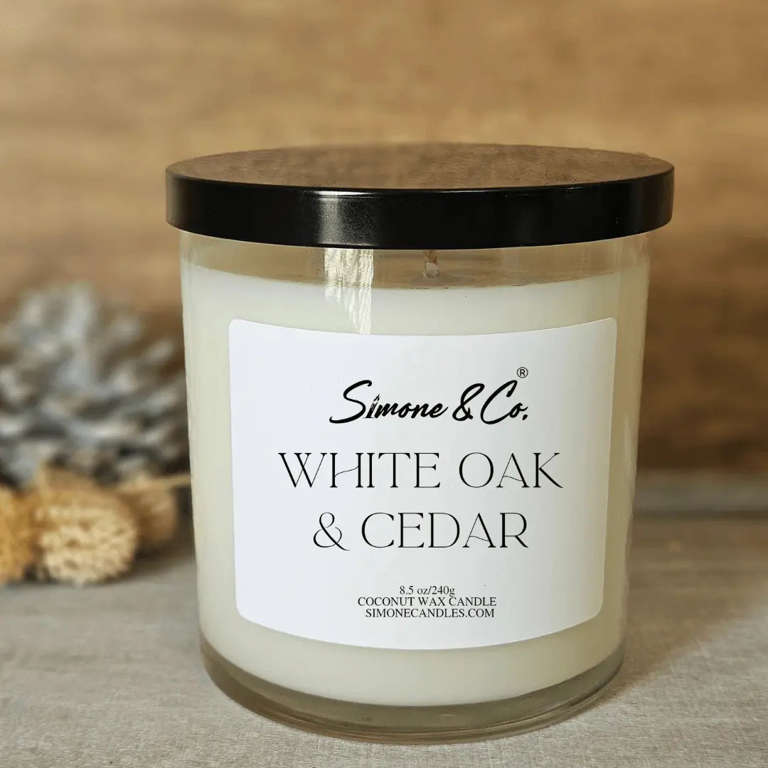 Simone & Co. White Oak & Cedar Candle - Coconut Wax Candle - Aromatherapy Candle