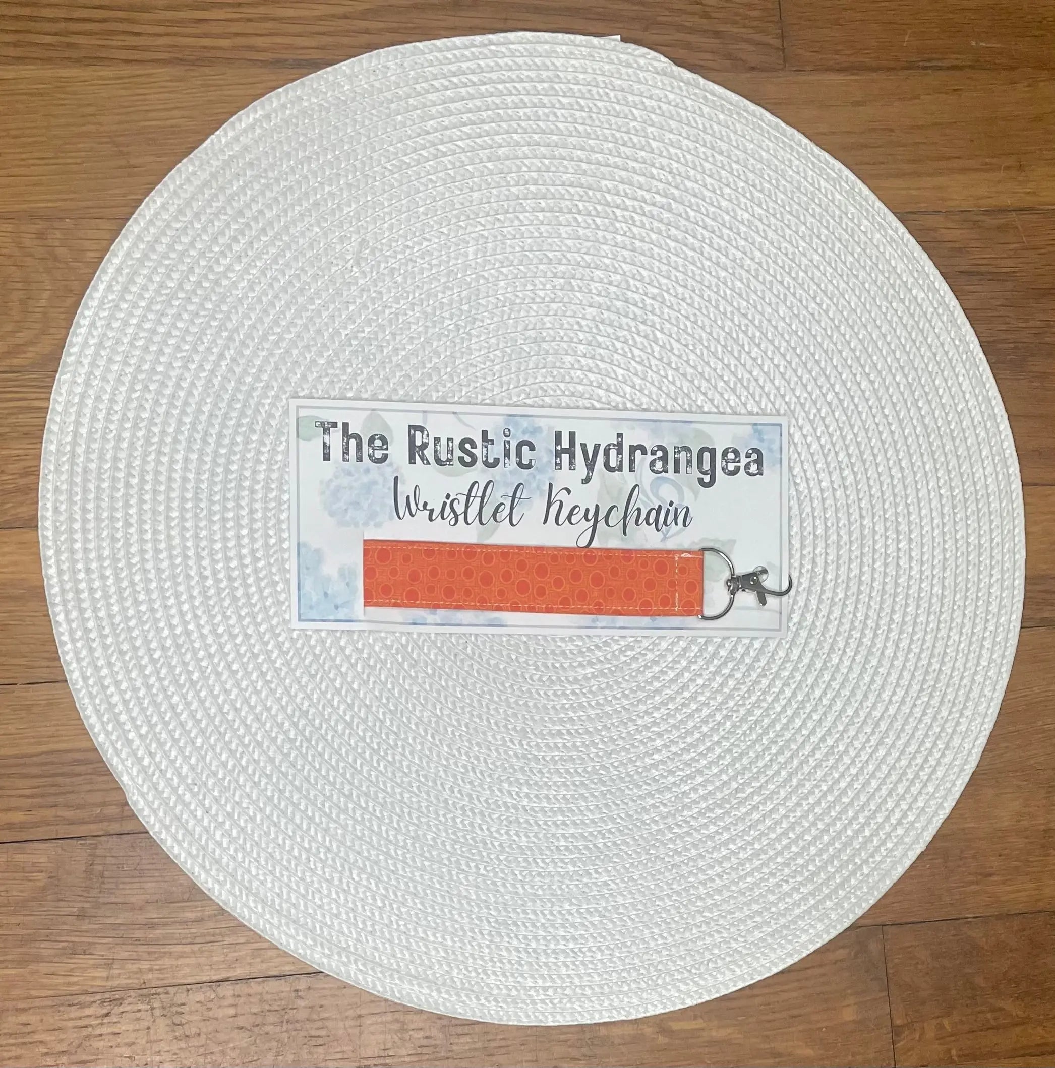 Rustic Hydrangea Wristlet Keychain - Orange Fabric Keychain by Main Street Collective