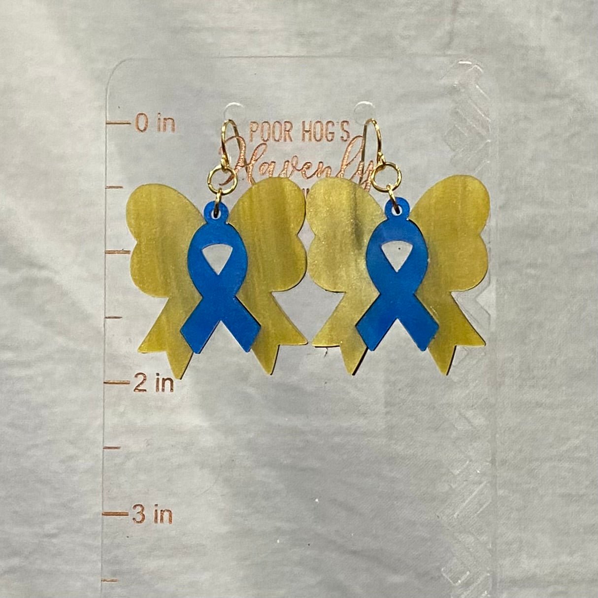Yellow & Blue Ribbon Earrings for Down Syndrome Awareness by Main Street Collective