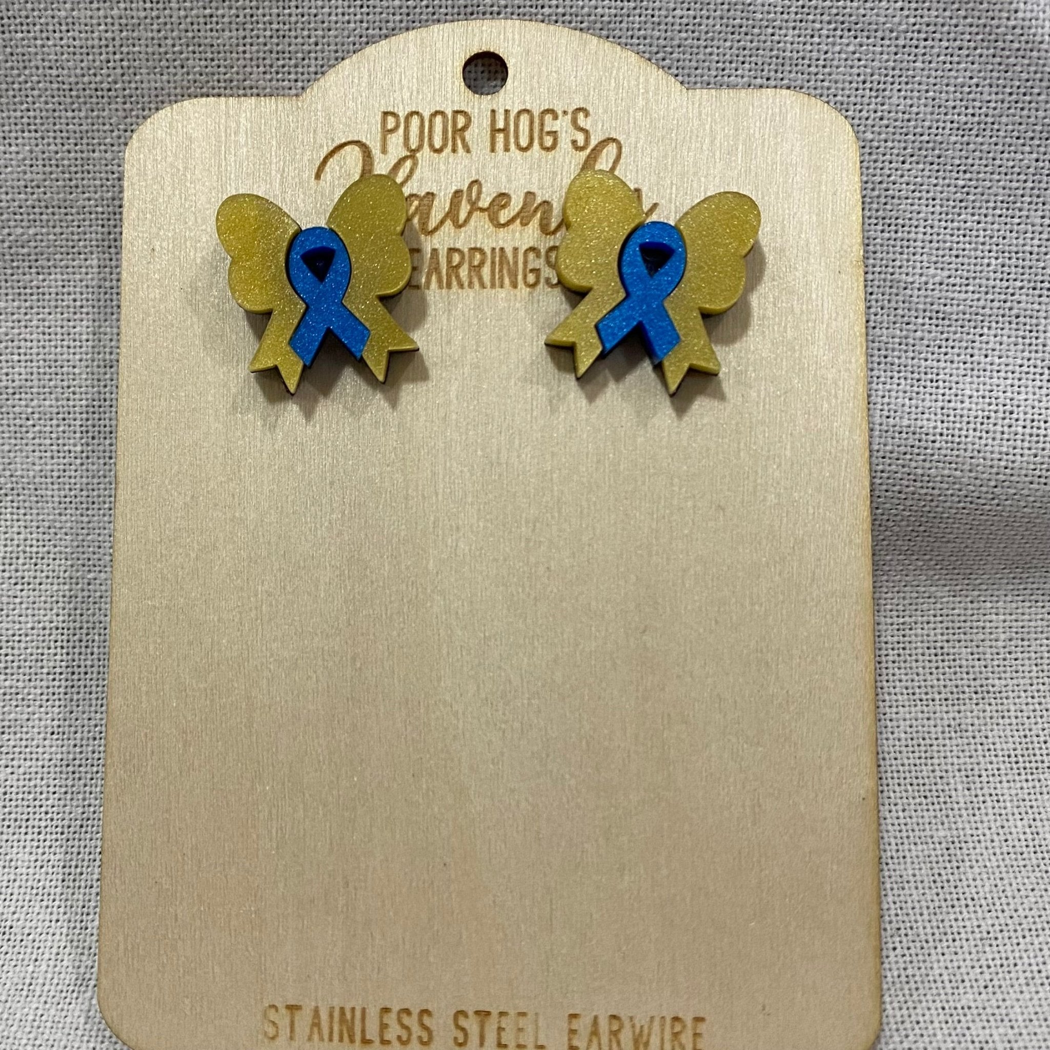 Down Syndrome Awareness Earrings: Yellow Pearl Ribbon Bow Studs, Main Street Collective