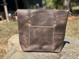 Leather Tote Bag - Zippered Purse by Main Street Collective - Concealed Carry