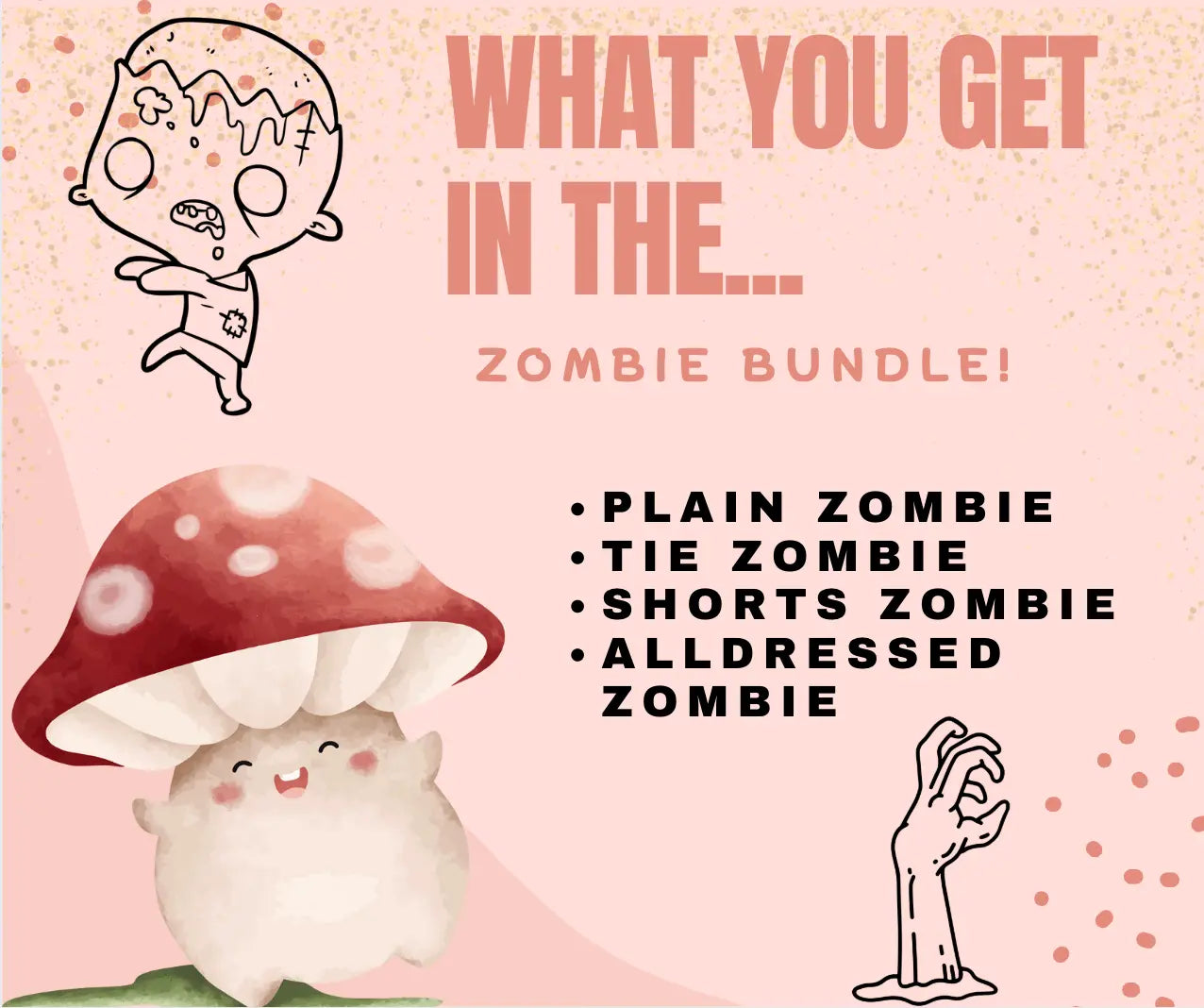 Zombie Bundle: Halloween Fidget Toys - Plain, Tie, Shorts, and AllDressed Zombie Minis!