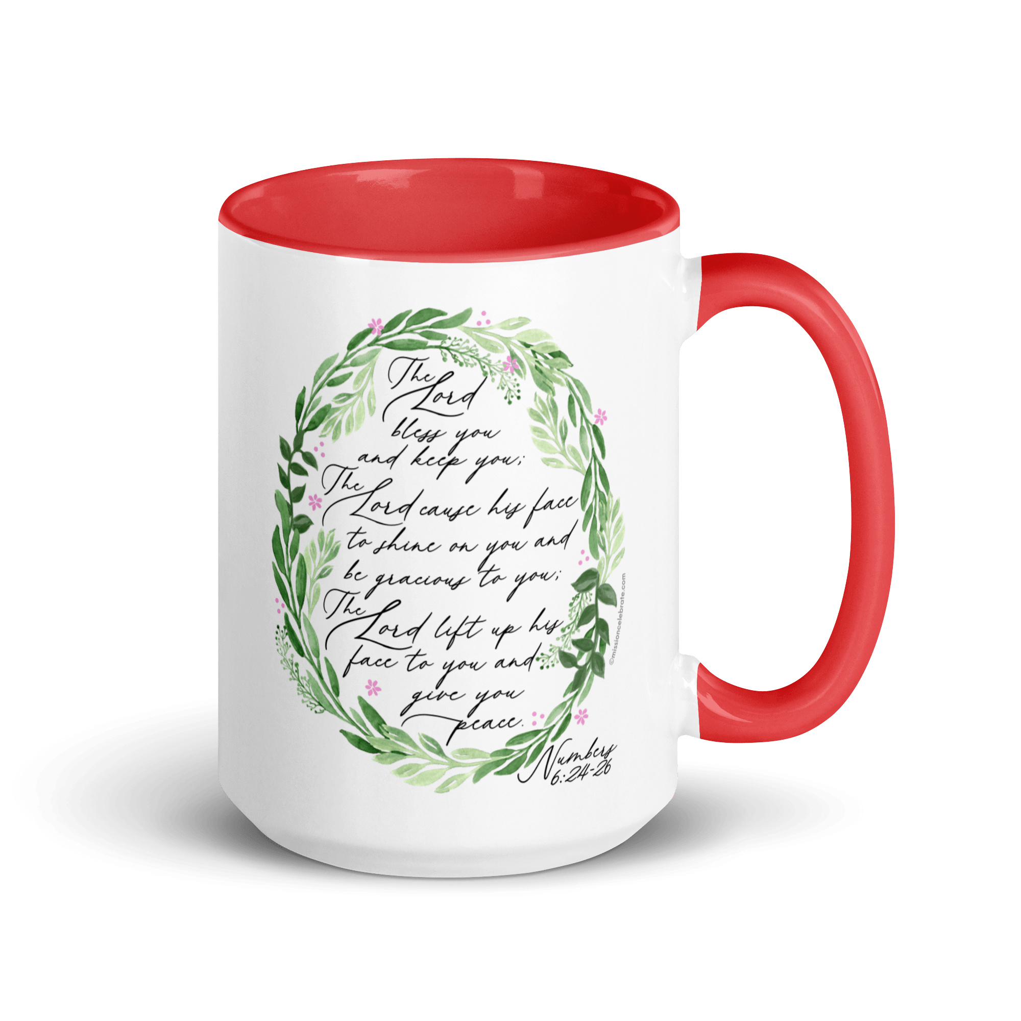 Red Mug with "The Lord Bless You" verse from Numbers 6:24-26