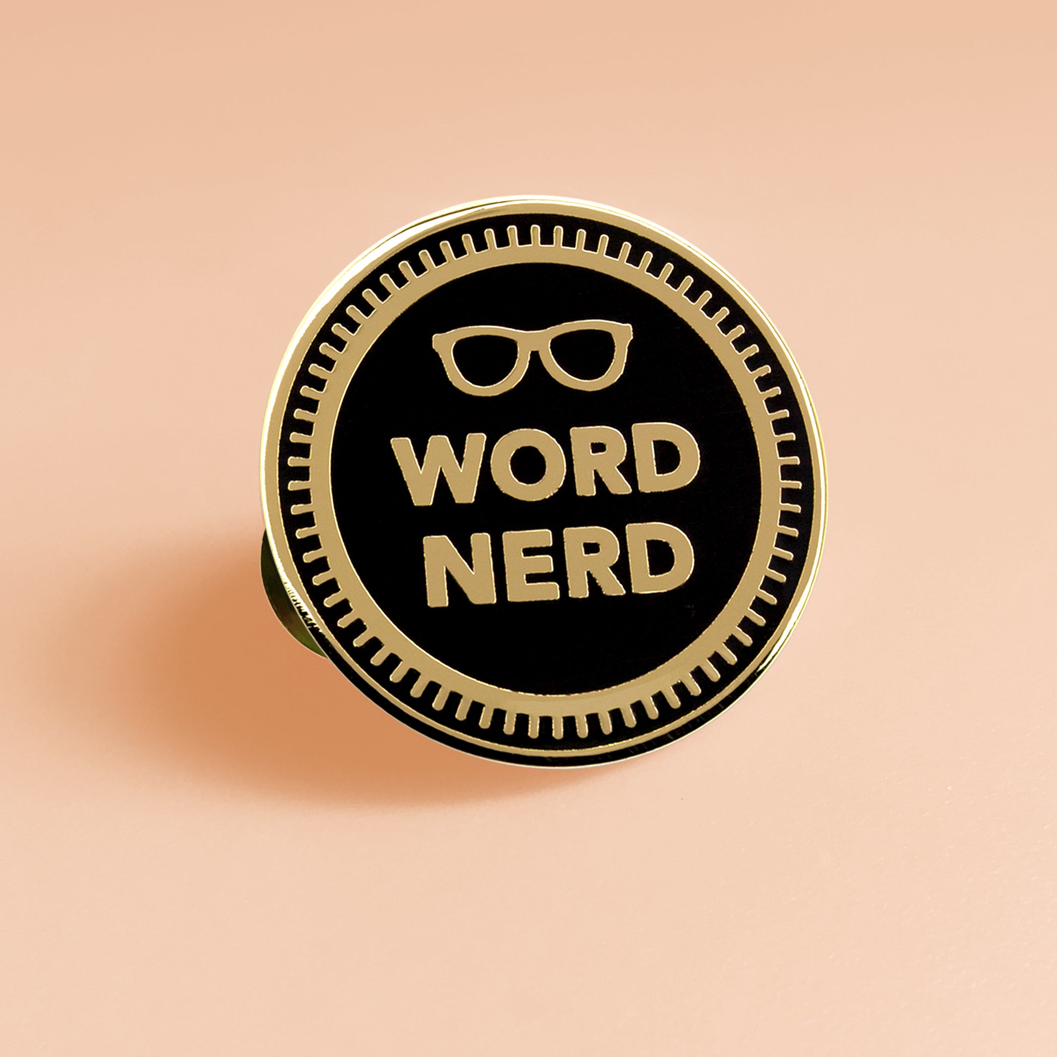 Word Nerd Enamel Pin - Glasses Book Lover Writer Badge | Main Street Collective